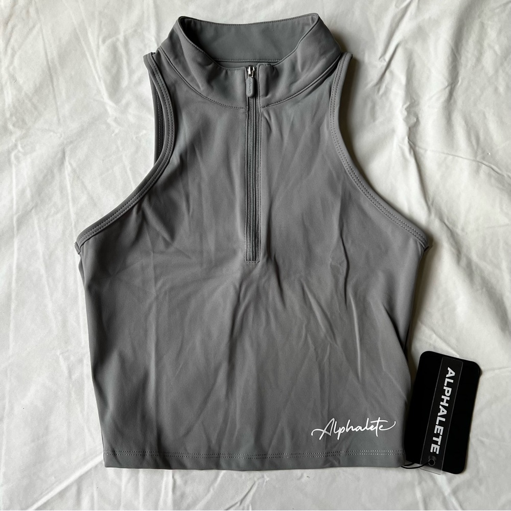 Alphalete Pulse Zip Tank (S) - ‘Silver Sky’